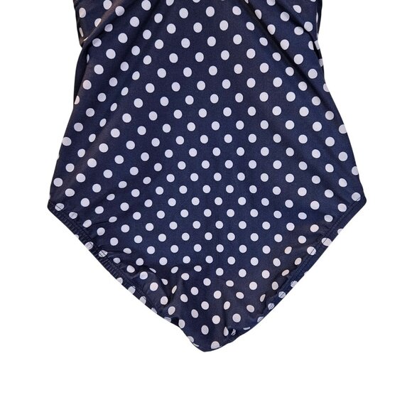 Kona Sol Womens S High Coverage Blue/Lilac Polka Dot One-Piece Swimsuit V-Neck - Picture 8 of 10